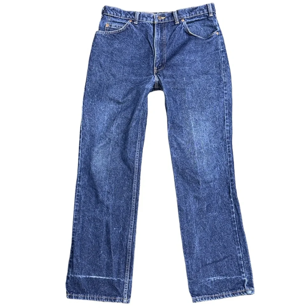 VTG 80s LEVI'S men's dark wash straight relaxed 619 orange tab jeans, 34x32. - Picture 2 of 7